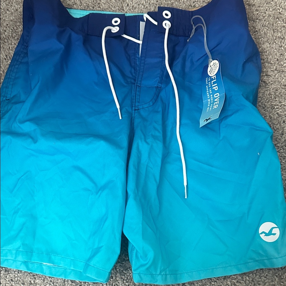 Hollister Men's Ombre Blue Swim Shorts